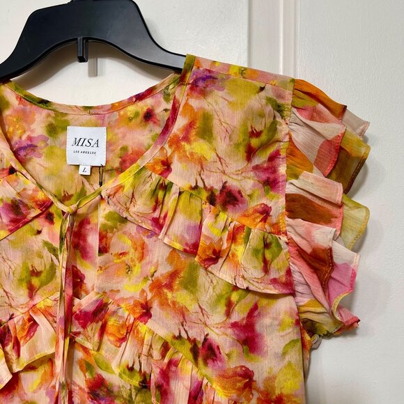 Misa Los Angeles Emi Top Golden Floral Mix Size L - Picture 7 of 14